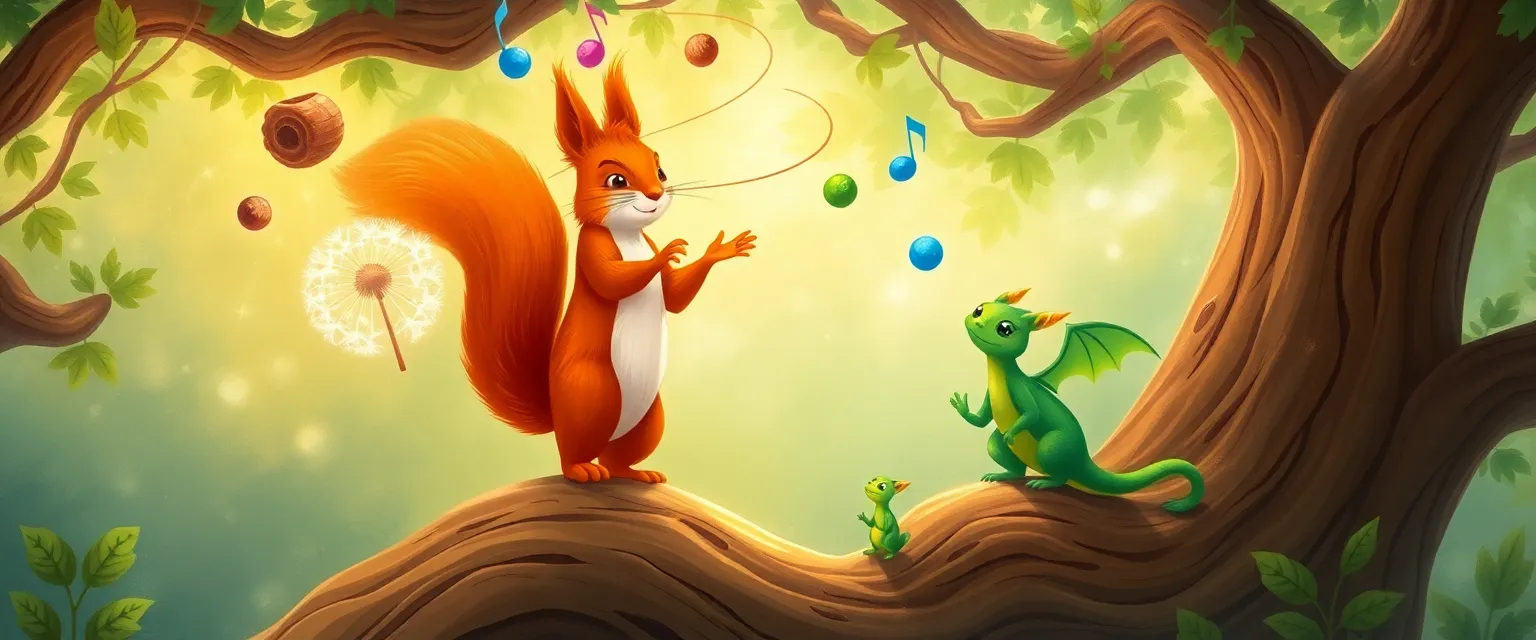 Squirrel Maple conducting the magical singing seeds around the ancient oak.