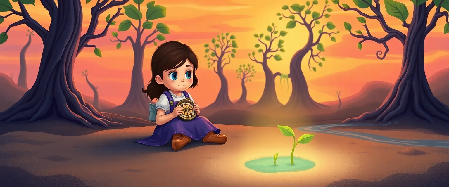 Ирис и Росток наблюдают, как распрямляется крошечный росток.