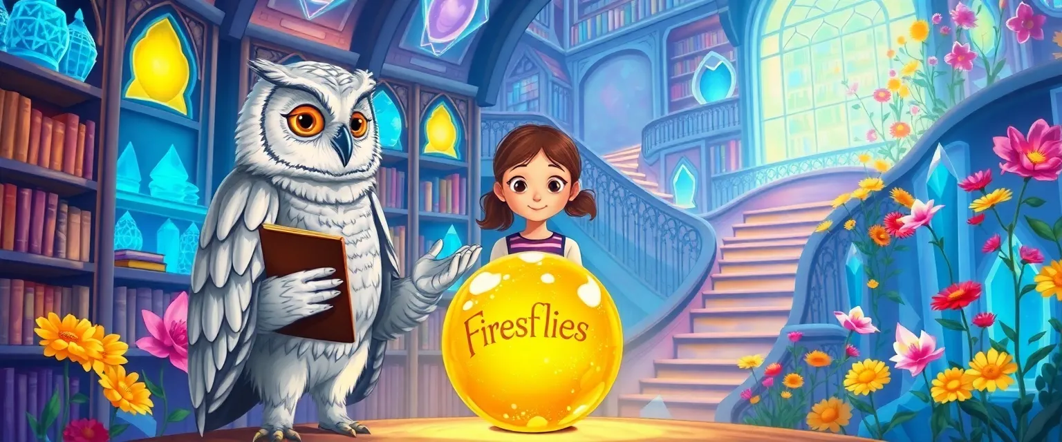 Девочка Ирина и профессор Филин находят светящийся вопрос в волшебной библиотеке.